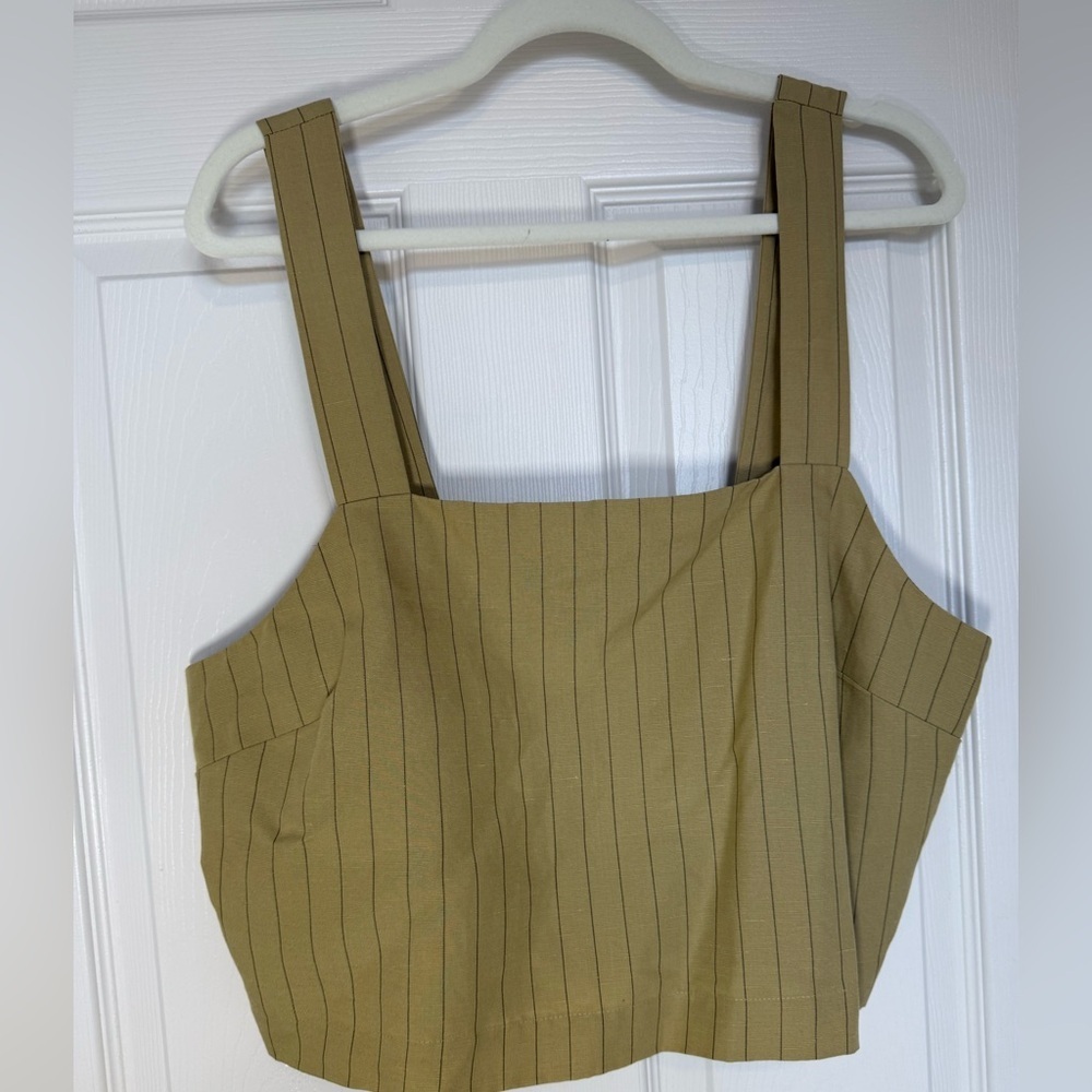 Frank & Oak The Shell linen Lyocell blend striped cropped  top- NWOT- size XL - Picture 7 of 7
